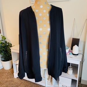 Black zip-up bomber jacket